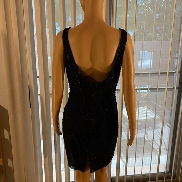 Laurence Kazar Beaded Front And Back Sleeveless Backless Size PXL Cocktail Dress - Picture 7 of 15